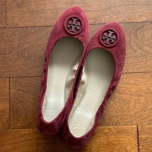 Tory Burch Burgundy Suede Flats Size 12
